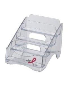 Officemate Breast Cancer Awareness 4 Tier Business Card Holder, Clear
