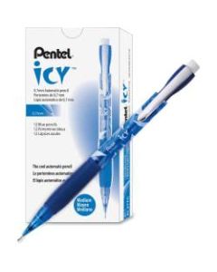 Pentel Icy Mechanical Pencil, 0.7mm, #2 Lead, Blue/Transparent Barrel, Pack Of 12