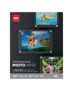 Office Depot Brand Premium Plus Photo Paper, Matte, Double-Sided, Letter Size (8 1/2in x 11in), 11 Mil, Pack Of 50 Sheets
