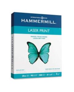 Hammermill Laser Pro Paper, Letter Size (8 1/2in x 11in), 98 (U.S.) Brightness, 28 Lb, White, 500 Sheets