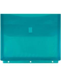 JAM Paper Plastic Binder Envelopes With Hook-And-Loop Fastener, 8 5/8in x 11 1/2in, Teal, Pack Of 12