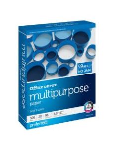 Office Depot Brand Multi-Use Paper, Letter Size (8 1/2in x 11in), 96 (U.S.) Brightness, 20 Lb, Ream Of 500 Sheets
