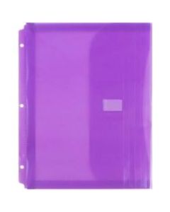 JAM Paper Plastic Binder Envelopes With Hook-And-Loop Fastener, 8 5/8in x 11 1/2in, Lilac, Pack Of 12