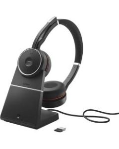 Jabra EVOLVE 75 with Charging Stand MS Stereo - Stereo - Wireless - Bluetooth - 100 ft - 20 Hz - 20 kHz - Over-the-head - Binaural - Circumaural - Noise Canceling