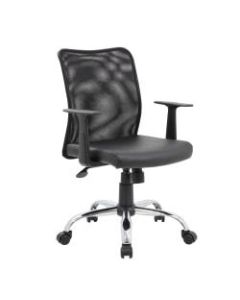 Boss Office Products Budget Vinyl Mid-Back Task Chair, With Arms, Black