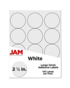 JAM Paper Circle Label Sticker Seals, 2 1/2in, White, Pack Of 120