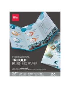 Office Depot Brand Professional Trifold Business Paper, Glossy, Letter Size (8 1/2in x 11in), 50 Lb, Pack Of 100 Sheets