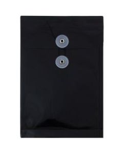 JAM Paper Open-End Plastic Envelopes, 6 1/4in x 9 1/4in, Black, Pack Of 12