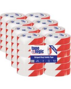 BOX Packaging Striped Vinyl Tape, 3in Core, 1in x 36 Yd., Red/White, Case Of 48