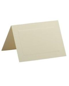 JAM Paper Blank Cards, 3 1/2in x 4 7/8in, Fold-Over, With Panel Border, Ivory Linen, Pack Of 100