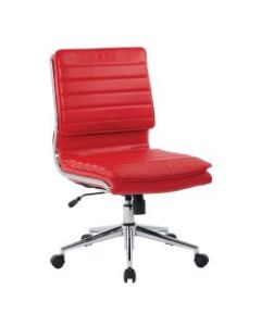 Office Star Pro-Line II SPX Armless Bonded Leather Mid-Back Chair, Red/Chrome
