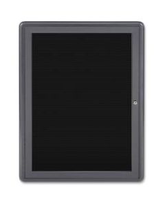 Ghent 1-Door Ovation Enclosed Letterboard, 34in x 24in, Aluminum Frame With Gray Finish