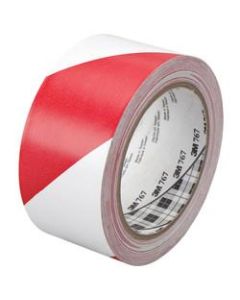 3M 767 Striped Vinyl Tape, 3in Core, 2in x 36 Yd., Red/White, Case Of 24