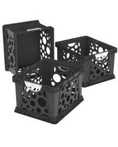 Storex Storage & Filing Crates With Comfort Handles, Medium Size, Black/White, Pack Of 3