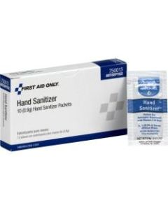 First Aid Only Hand Sanitizer - 0.03 oz - Kill Germs - Hand - White - Quick Drying, Non-sticky, Anti-septic - 10 / Each