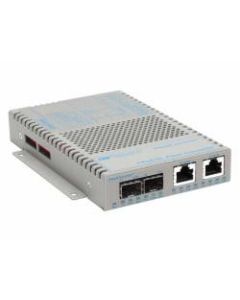 OmniConverter SL 10/100 PoE Ethernet Fiber Media Converter Switch RJ45 SFP Wide Temp - 2 x 10/100BASE-TX; 2 x 100BASE-FX; DC Powered; Lifetime Warranty