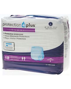 Protection Plus Super Protective Disposable Underwear, Large, 40 - 56in, White, 18 Per Bag, Case Of 4 Bags