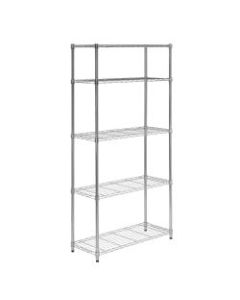 Honey-can-do SHF-01443 Urban Shelving 5-Tier Adjustable Storage Shelving Unit, Chrome - 5 Tier(s) - 72in Height x 14in Width36in Length - Floor - Durable, Adjustable Shelf, Rust Resistant - Steel