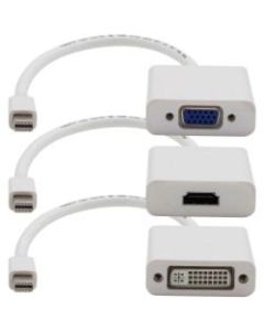 AddOn 3-Piece Bundle of 8in Mini-DisplayPort Male to DVI, HDMI, and VGA Female White Adapter Cables - 100% compatible and guaranteed to work