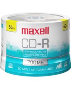 Maxell CD-R Media Spindle, 700MB/80 Minutes, Pack Of 50