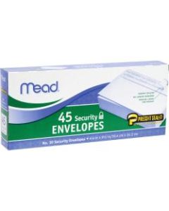 Mead Press-it Seal-it No. 10 Security Envelopes - Security - #10 - 4 1/8in Width x 9 1/2in Length - Peel & Seal - 45 / Box - White