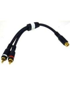 C2G 6in Velocity Two RCA Stereo Male to One RCA Mono Female Y-Cable - RCA Female, RCA Male - 6in - Blue