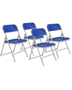 National Public Seating Lightweight Plastic Folding Chairs, Blue/Gray, Set Of 4 Chairs