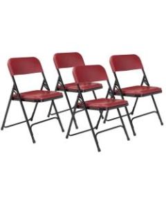 National Public Seating Lightweight Plastic Folding Chairs, Burgundy/Black, Set Of 4 Chairs