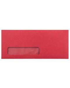 JAM Paper Single-Window 4 1/8in x 9 1/2in Booklet Envelopes, Gummed Closure Red, Pack Of 25