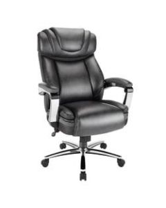Realspace Axton Big And Tall Bonded Leather High-Back Chair, Dark Gray/Chrome