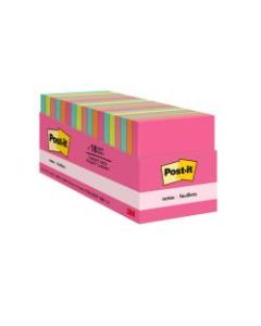 Post-it Notes, 3in x 3in, Cape Town Color Collection, Pack Of 18 Pads