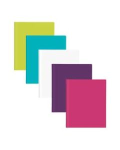Office Depot Brand 2-Pocket Poly Folders with Prongs, Letter Size, Assorted Fashion Colors, Pack Of 5