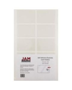 JAM Paper Self-Adhesive Business Card Holders, 2in x 3 1/2in, Clear, Pack Of 10