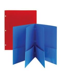 Office Depot Brand 6-Pocket Poly Folders, Letter Size, Assorted Colors, Pack Of 2