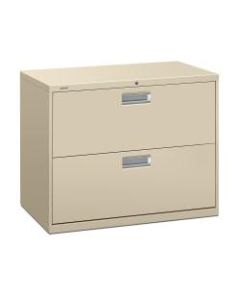 HON Brigade 600 36inW Lateral 2-Drawer File Cabinet, Metal, Putty