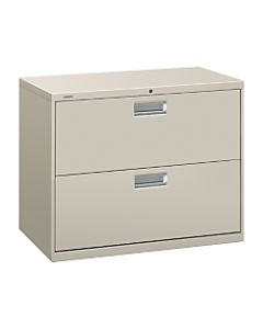 HON Brigade 600 36inW Lateral 2-Drawer File Cabinet, Metal, Light Gray