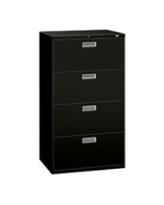 HON Brigade 600 36inW Lateral 4-Drawer File Cabinet, Metal, Black