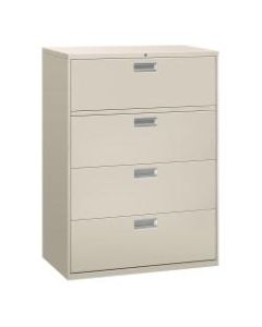 HON Brigade 600 36inW Lateral 4-Drawer File Cabinet, Metal, Light Gray