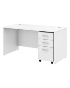 Bush Business Furniture Studio C Office Desk with Mobile File Cabinet, 60inW x 30inD, White, Standard Delivery