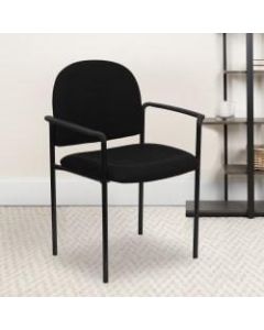 Flash Furniture Comfortable Stackable Steel Side Chair With Arms, Black