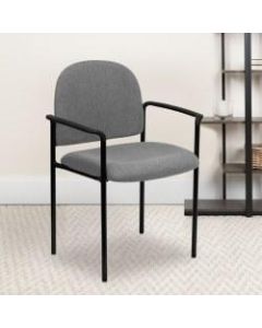 Flash Furniture Comfortable Stackable Steel Side Chair With Arms, Gray/Black