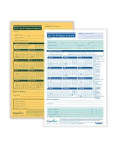 ComplyRight 2022 Time Off Request And Approval Forms, 2-Part, 5 1/2in x 8 1/2in, White, Pack Of 50