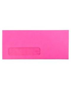 JAM Paper #10 Single-Window Booklet Envelopes, Bottom Left Window, Gummed Seal, Brite Hue Ultra Fuschia Hot Pink, Pack Of 25
