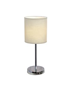 Simple Designs Chrome Mini Basic Table Lamp with White Fabric Shade