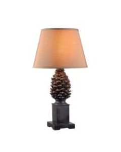 Kenroy Home Spruce Outdoor Table Lamp, 27inH, Tan Shade/Aged Bronze Base