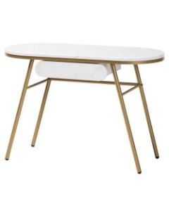 Baxton Studio Contemporary Faux Marble Console Table With Drawer, 27-1/4inH x 39-7/16inW x 17-3/4inD, Gold/White