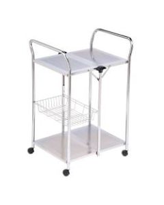 Honey-can-do CRT-01703 Folding Utility Table, Chrome - 4 Casters - Steel - 20in Length x 25.5in Width x 38.5in Height - Chrome - 1