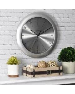 FirsTime Plasma Steel Modern Round Wall Clock, 11in, Silver