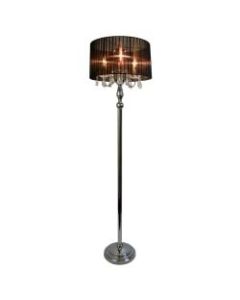 Elegant Designs Sheer Shade Floor Lamp, 61 1/2in, Black Shade/Chrome Base