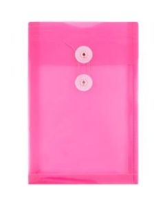 JAM Paper Open-End Plastic Envelopes, 6 1/4in x 9 1/4in, Fuchsia Pink, Pack Of 12
